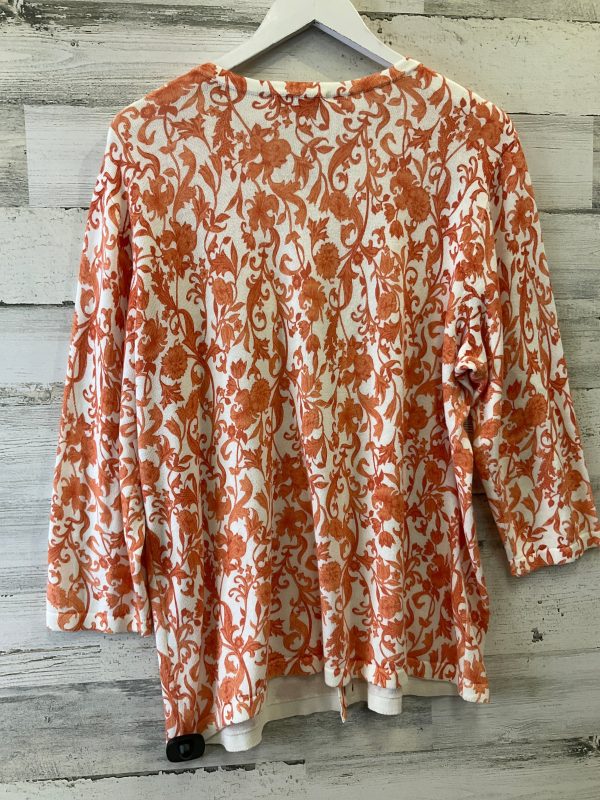 Cardigan By Christopher And Banks In Orange & White, Size: Xl For Discount