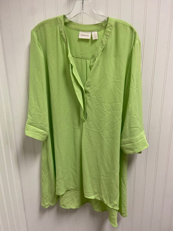 Top 3 4 Sleeve Basic By Chicos In Green, Size: Xl Online Sale