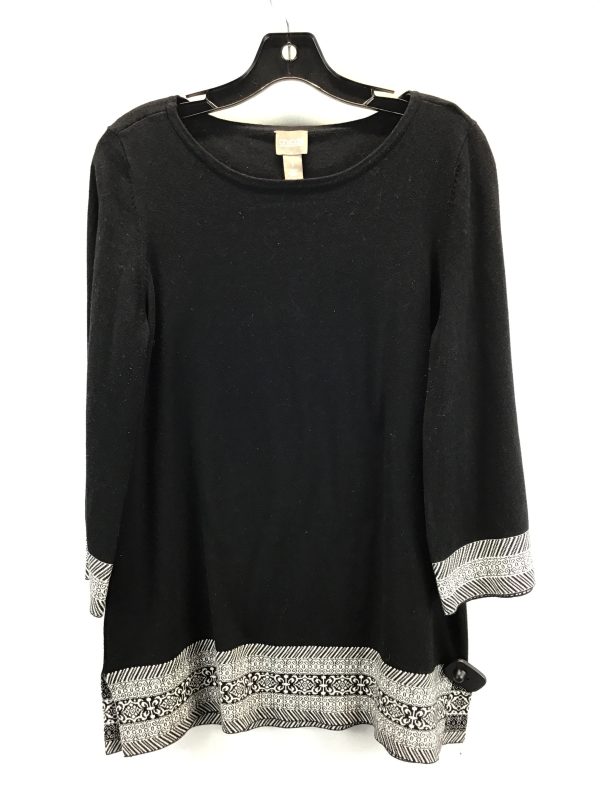 Top 3 4 Sleeve By Chicos In Black White, Size: 1   M Hot on Sale