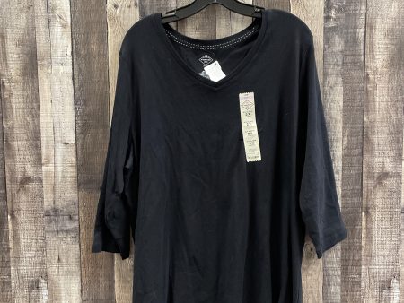 Top 3 4 Sleeve By St Johns Bay In Black, Size: 2x Supply