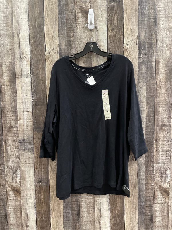 Top 3 4 Sleeve By St Johns Bay In Black, Size: 2x Supply