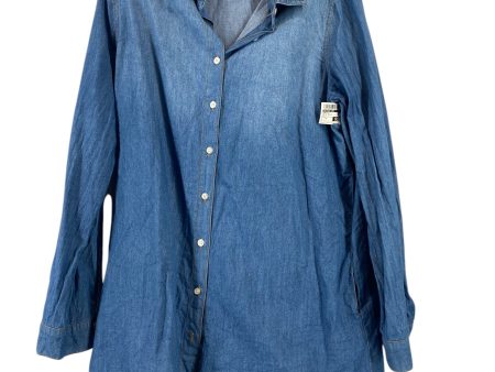 Top Long Sleeve By Acting Pro In Blue Denim, Size: L Cheap