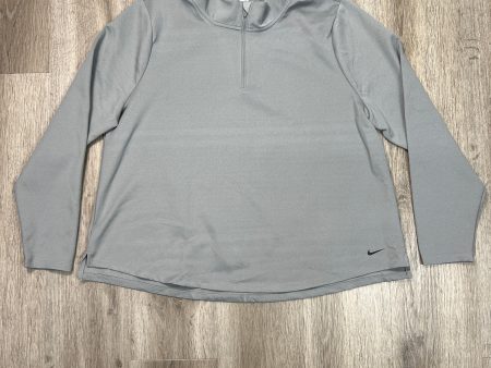 Athletic Top Long Sleeve Collar By Nike Apparel In Grey, Size: 1x Online Sale