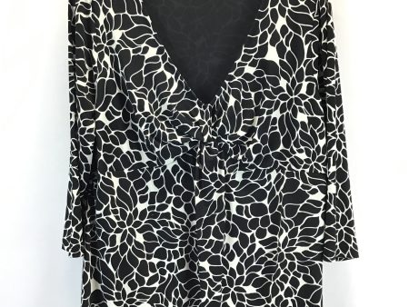 Top 3 4 Sleeve By Merona In Black & White, Size: 1x Cheap