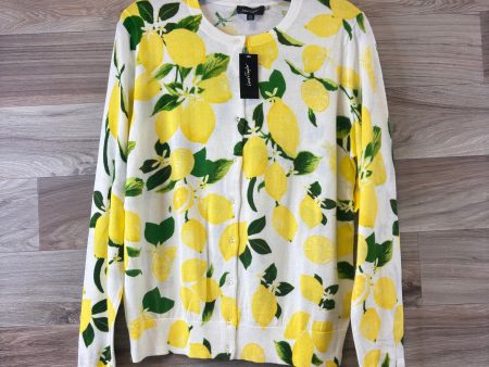 Cardigan By Lord And Taylor In White & Yellow, Size: L Cheap