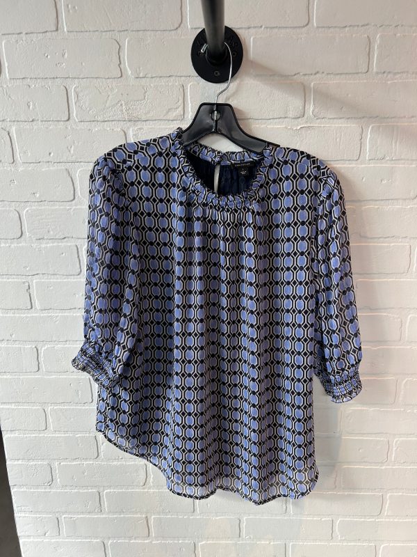 Top 3 4 Sleeve By Ann Taylor In Black & Blue, Size: L For Sale