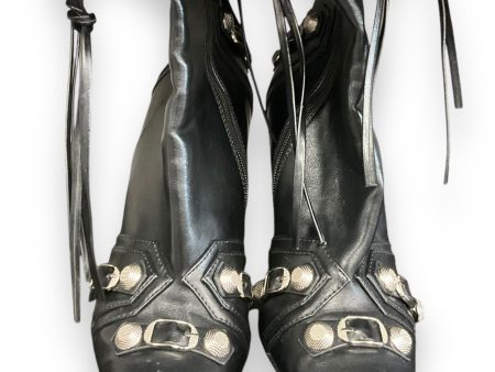 Boots Ankle Heels By Akira In Black & Silver, Size: 7.5 Sale