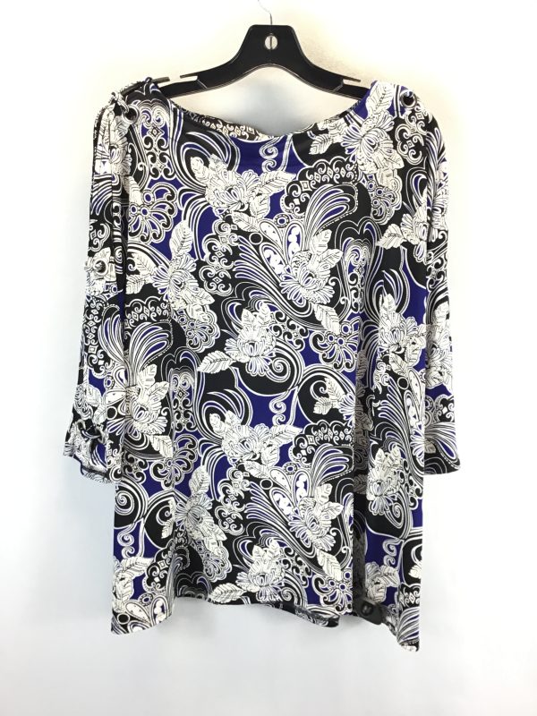 Top 3 4 Sleeve By Avenue In Black & Blue, Size: 18 on Sale