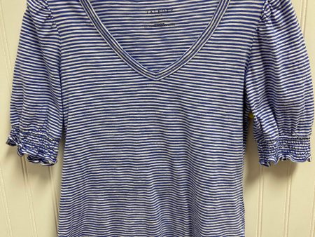 Top Short Sleeve Basic By Talbots In Blue & White, Size: Sp Sale