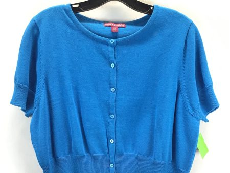 Sweater Cardigan Short Sleeve  By Jessica London In Blue, Size: Xl Online now