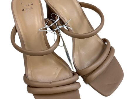 Sandals Heels Block By A New Day In Tan, Size: 7 Online Sale