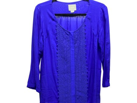 Blouse 3 4 Sleeve By Maeve In Blue, Size: 8 Discount