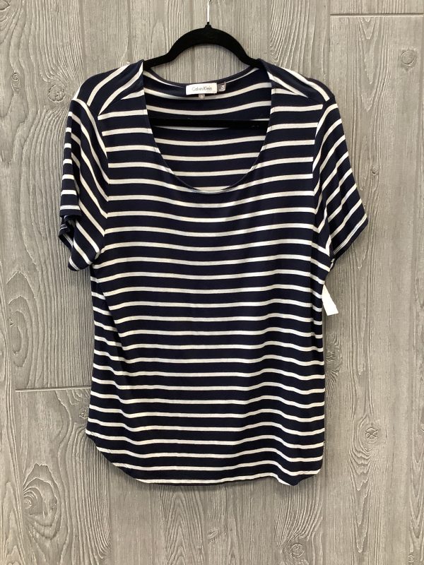 Top Short Sleeve By Calvin Klein In Striped Pattern, Size: Xl For Sale