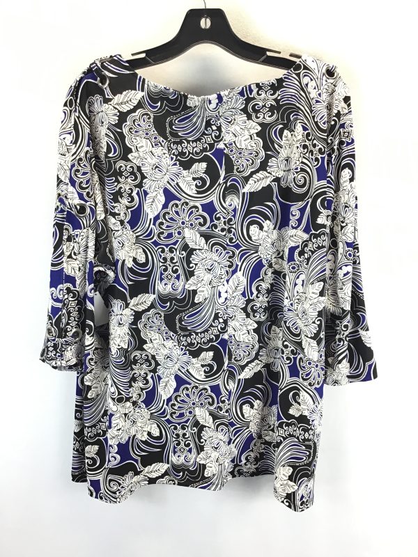 Top 3 4 Sleeve By Avenue In Black & Blue, Size: 18 on Sale