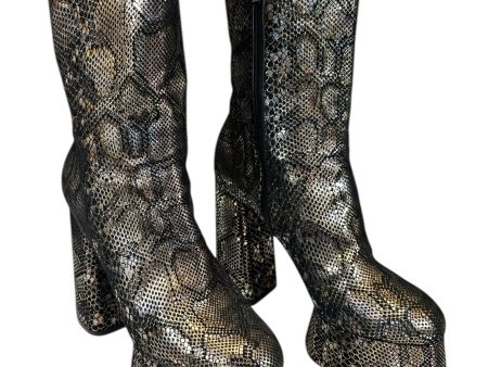 Boots Luxury Designer By Christian Louboutin In Snakeskin Print, Size: 11 Online Sale