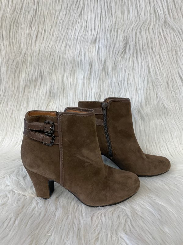 Boots Ankle Heels By Sofft In Brown, Size: 8.5 Sale