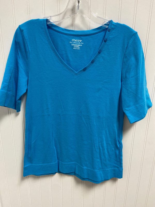 Top Short Sleeve Basic By Chicos In Blue, Size: S For Cheap