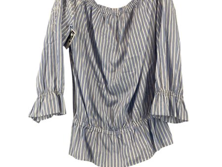 Top Long Sleeve By White House Black Market In Blue & White, Size: S Fashion