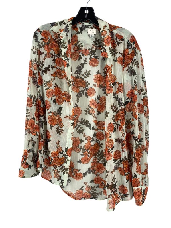 Top Long Sleeve By A New Day In Floral Print, Size: M For Sale