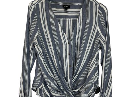 Top Long Sleeve By Ana In Blue & White, Size: M on Sale